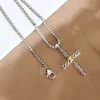 2024 Schwarzes Kreuz Anhänger Halsketten Multikolen 925 Sterling Silber Diamond Cuban Kette Designer Halskette Juwely Frauen Verlobungsgeschenk Geschenk