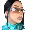 نظارة شمسية مصممة بدون إطار قطعة واحدة من النساء 2023 العلامة التجارية الشرير نظارات الشمس السيدات y2k الالتفاف حول النظارات Gogglesy8sh