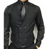 Coletes masculinos preto homens colete formal sem mangas duplo breasted 1 peça masculino terno colete personalizado casamento smoking cintura moda casaco homem panos