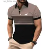 Herren-T-Shirts, kurzes, gestreiftes Herren-Poloshirt für den Sommer, lässiges Revers-Poloshirt-Oberteil für Herren.Y240315