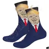 Autre Home Textile Femmes Hommes Trump Crew Chaussettes Cheveux Jaunes Drôle Dessin Animé Bas De Sport Hip Hop Sock Drop Livraison Jardin T Textiles Dhlho