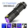 LED UV Flashlight Ultraviolet Torch With Zoom Function 365395 nm Mini UV Black Light Pet Urine Stains Detector Field Hunting9193109