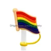 Drinking Sts Lgbt Rainbow Sile St Toppers Accessories Er Charms Reusable Splash Proof Dust Plug Decorative 8Mm Party Drop Delivery Oticp