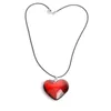 Choker Heart Crystal Pendant Korean Red Halsband Bright Charm Black Leather Rep 18 Inch Long Jewelry