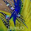 Liuhuo Customize Colors Rhythmic Gymnastics Leotards 여자 여자 경쟁 예술 체조 공연 착용 크리스탈 옐로우 BD1040