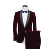 Erkekler Suits Mens Şal Yakaları 2 Parçalar İnce Fit Mavi Bordo Siyah Yeşil Takım Düğün için Velvet Smokin (Blazer Pantolon)