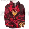 Herrtröjor tröjor kawaii tecknad Hazbin 3d tryck hoodie Hotel Sweatshirt Spring Fall Anime Hooded Pullover Harajujku Men Klädtraktik Kvinna L240315
