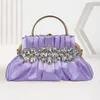 Hip Shoulder Bags New Designer Handbags Tote Bag For Girls High Grade Studded Diamond Handbag Party Pleated Dinner 240311