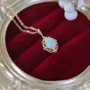 925 Sterling Silver Plated 14K Gold Opal Inlaid Zircon Retro Gemstone Ring Necklace French Fashion Trendy Jewelry Set Girl Gift 240305