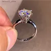 Fedi nuziali Anello di fidanzamento in mosonite da 5,0 ct per donna Anello di fidanzamento con diamante da laboratorio rotondo brillante VVS Anello di fidanzamento in argento puro con scatola include Q240315