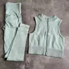 Sömlös 2st Yoga Set Sportswear Women Sport Vest Outfit med Legging Suit Workout Clothes Athletic Wear 240304