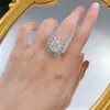 Cluster Rings High-end Simulation Diamond Moissanite 10x12mm Wedding Ring 5 S925 Sterling Silver