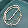 4mm White Freshwater Pearl Necklace 14K Guldfyllda justerbara kedjepärlor med utsökt Choker Collier Perles Perlas Women 240326