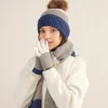 Gants de cyclisme d'hiver pour hommes et femmes, bonnet épais, bonnet tricoté, ensemble écharpe en laine pour femmes