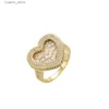 Кольца кластера женские блестящие кольца латунные кольца в форме сердца мужские кольца подарок на вечеринку R062 L240315