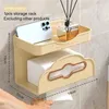 Kitchen Storage Wall Mount Toilet Paper Holder Non-drilling Punch Free Double-layer For Bathroom Tissue Multifunctional