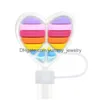 Drinking Sts Lgbt Rainbow Love Sile St Toppers Accessories Er Charms Reusable Splash Proof Dust Plug Decorative 8Mm/10Mm Drop Delivery Otavo