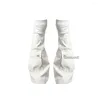 Chaussettes de femmes Reddachic Rib Trized Cuir Retro Retro White Pockets Boots Helf-Long Cover Y2K Music Festival