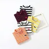 Spring Autumn Winter 2 3 4 6 8 10 Years Cartoon High Neck Pullover Basic Turtleneck Striped Soft T-Shirt For Kids Baby Boy 240313