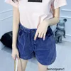 Damenjeans Richtige Version von 24 Frühfrühling M Miao Modebund Blumenknospe Taille Shorts Patch bestickte Cordjeans 884V