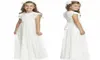 2020 Ivory Chiffon Long Floor Length Flower Girls Dresses For Weddings A Line Short Sleeve Custom Made Cheap First Communion Gowns2903270