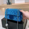 CC Bags Luxe merk schouder Dames Klassiek Mini Flap Velours Sqaure Crush Zilver Strass Bal Metaal Gematelasseerde kettingportemonnee 6 kleuren Liawn