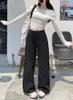 Jeans pour femmes S-4XL Baggy Y2K Femmes droites taille haute blanc imprimé floral lâche jambe large pantalon en denim mode coréenne pantalon streetwear