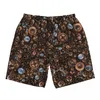 Herrshorts badkläder Steampunk Gear Board Summer Vintage Style Casual Beach Short Pants Sportkläder snabba torra badstammar