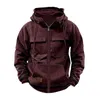 Herenhoodies Casual losse pasvorm Hoodie Trekkoord Grote zak met ritssluiting Effen kleur Sweatshirts Trui Top Heren Winterkleding