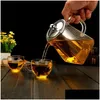 Teapots Heat Resistant Glass Teapot With Stainless Steel Tea Infuser Filter Flower Kettle Kung Fu Set Puer Oolong Sale Drop Delivery Dhth3