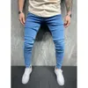 High Quality Men's Tight Fitting Gold Classic Versatile Blue Denim Leggings New Model