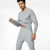 Roupa íntima térmica masculina casaco base quente outono terno plus size stretch velo