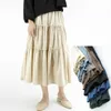 Юбки Коричневая бархатная юбка для женщин 2024 Весеннее плиссированное платье Базовое простое корейское платье трапециевидной формы с высокой талией