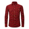 Men's Casual Shirts Brushed Plaid Shirt Long Sleeve Double Pocket Flannel Short T For Men Y2k Tops Clothing