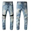 Designer jeans heren paarse jeans denim designer noodlijdende mode broek hoogwaardig design motorfiets retro casual broek gewassen oude jeans rock review jeans