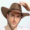 Berretti Cappelli da cowboy occidentali da uomo Cappelli da sole vintage a tesa larga con bordo arrotolato Cappellino da sole estivo da spiaggia Panama Pesca da viaggio all'aperto