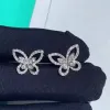 Moda fine argento 925 placcato platino tutti i diamanti orecchini a farfalla donne famoso designer gioielli di lusso regalo di nozze alla moda