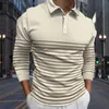 Men's Casual Shirts Color Matching Striped Shirt Fashion Base Digital Print Button Lapel Long Sleeve T For Men Roupas Maculinas