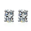 Stud Earrings Simple Silver Color Egg-shaped Inlaid Cubic Zirconia Female Personality Party Jewelry Birthday Gifts