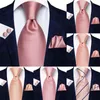 Noeuds papillon Hi-Tie Designer Rose Rose Solide Cravate De Mariage Pour Hommes Cadeau Cravate Ensemble Handky Bouton De Manchette Mode Business Party Dropshiping