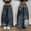 Jeans pour femmes American Harajuku Femmes Lavé Baggy Y2K High Street Fashion Hip Hop Casual Gothic Taille Denim Pantalon Marée