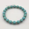 Stretchy 8mm Turquoise Beaded Bracelets With Silver Color Spacer Beads For Women 12pcs 288o