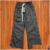 Pantaloni da uomo Hellstar Pantaloni casual in nylon con bottoni Nero Designer Alta qualità Woemn Uomo Jogger Moda Hip Hop Long Lovers Street Drop Deli Otq4K