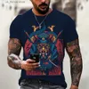 Men's T-Shirts Vintage Mask Samurai Printed Mens Cotton T-shirt Tops Summer Casual Short Slve Shirt O Neck Oversized Strt Mens Clothing Y240315