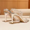 Sandales d'été à talons hauts pour femmes, strass, cristal Transparent, Style féerique, talons aiguilles pointus