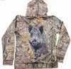 Sweats à capuche pour hommes Sweatshirts 2022 Hommes Femmes Sweat à capuche à manches longues Sanglier Camouflage 3D Sweat-shirt Zipper Vêtements de chasse surdimensionné L240315