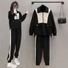 -Jin large-sized design and casual sports suit for womens early autumn loose fitting stylish collar hoodie two-piece set