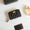 Diseñador de lujo Cartera con cremallera Monedero Cuero de vaca Caviar Patrón granular Titular de la tarjeta de piel de oveja Diamante Exquisito Mini Cartera de mujer simple Titulares de tarjetas Diseñador