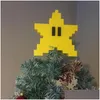 Noel Süslemeleri Sevimli Sarı Piksel Denizyıldız Ağacı Topper Plastik Kolye Parti Dekorasyon Karikatür Sarf Malzemeleri Damla Teslimat HO DHFVM