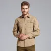 Men's Casual Shirts Mens Spring Autumn Solid Loose Long Sleeve Cotton Outdoor Hiking Camping Tactical Clothing